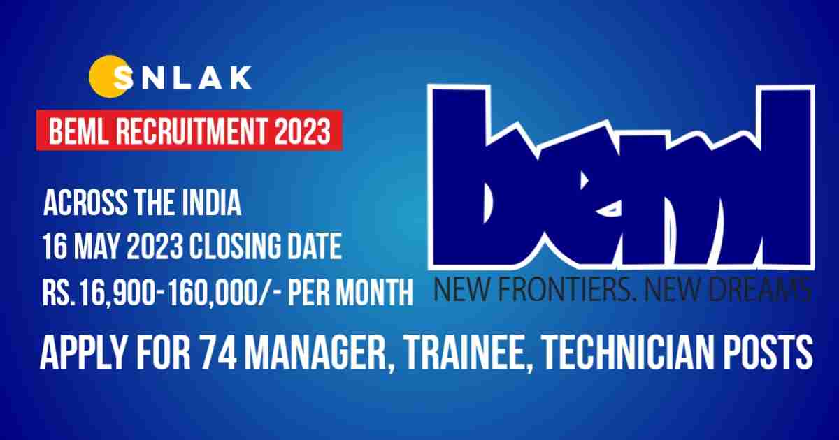 BEML Recruitment 2023 - Apply For 68 Head, Trainees