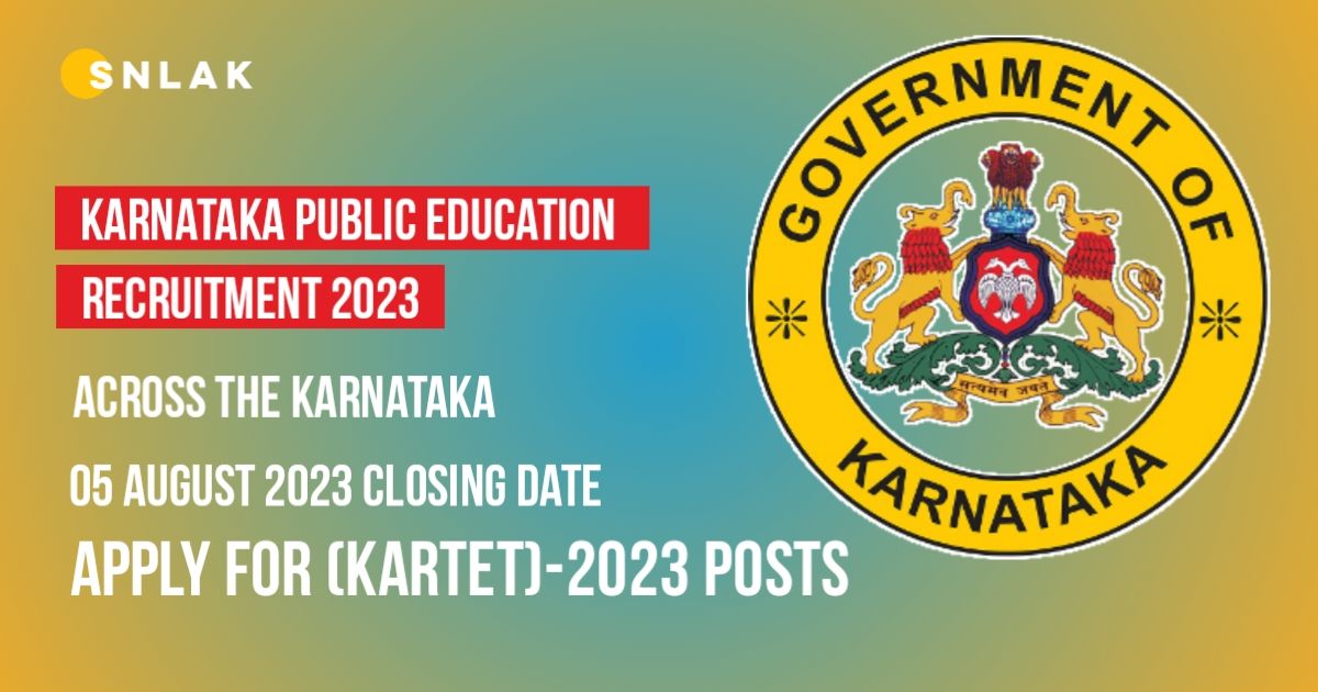 Department Of Public Education Karnataka Teacher Eligibility Test (KARTET)-2023 Notification 2023