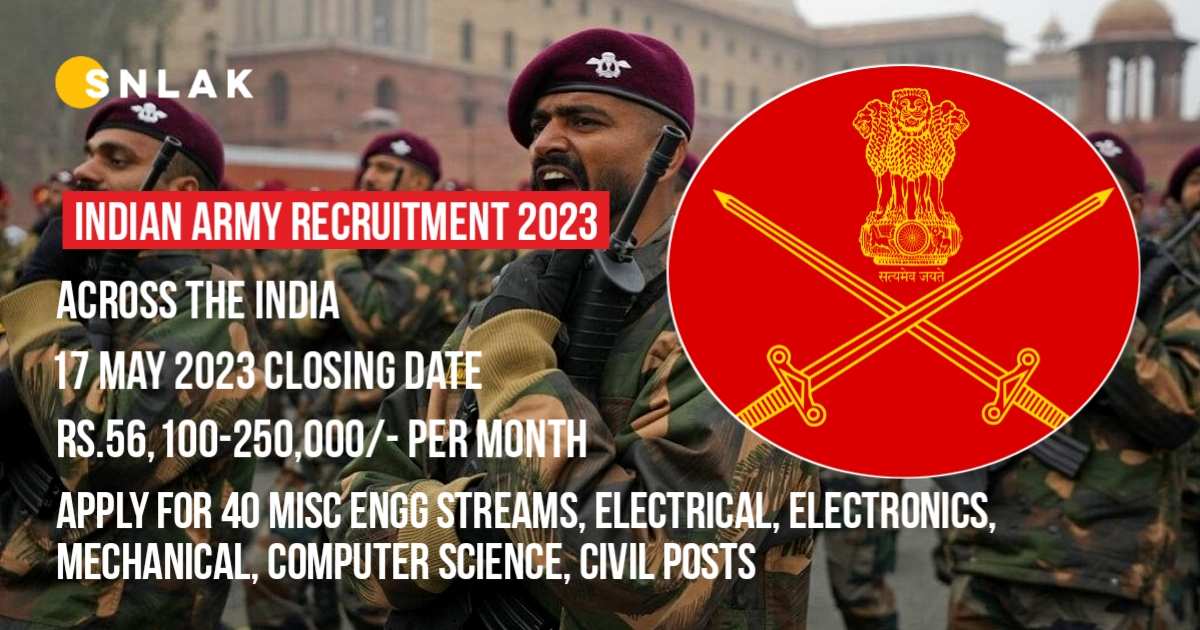 Indian Army Misc Engg Streams, Electrical, Electronics Notification 2023