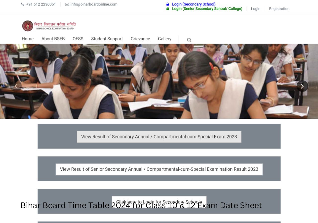 Bihar Board Time Table 2024 For Class 10 & 12 Exam Date Sheet