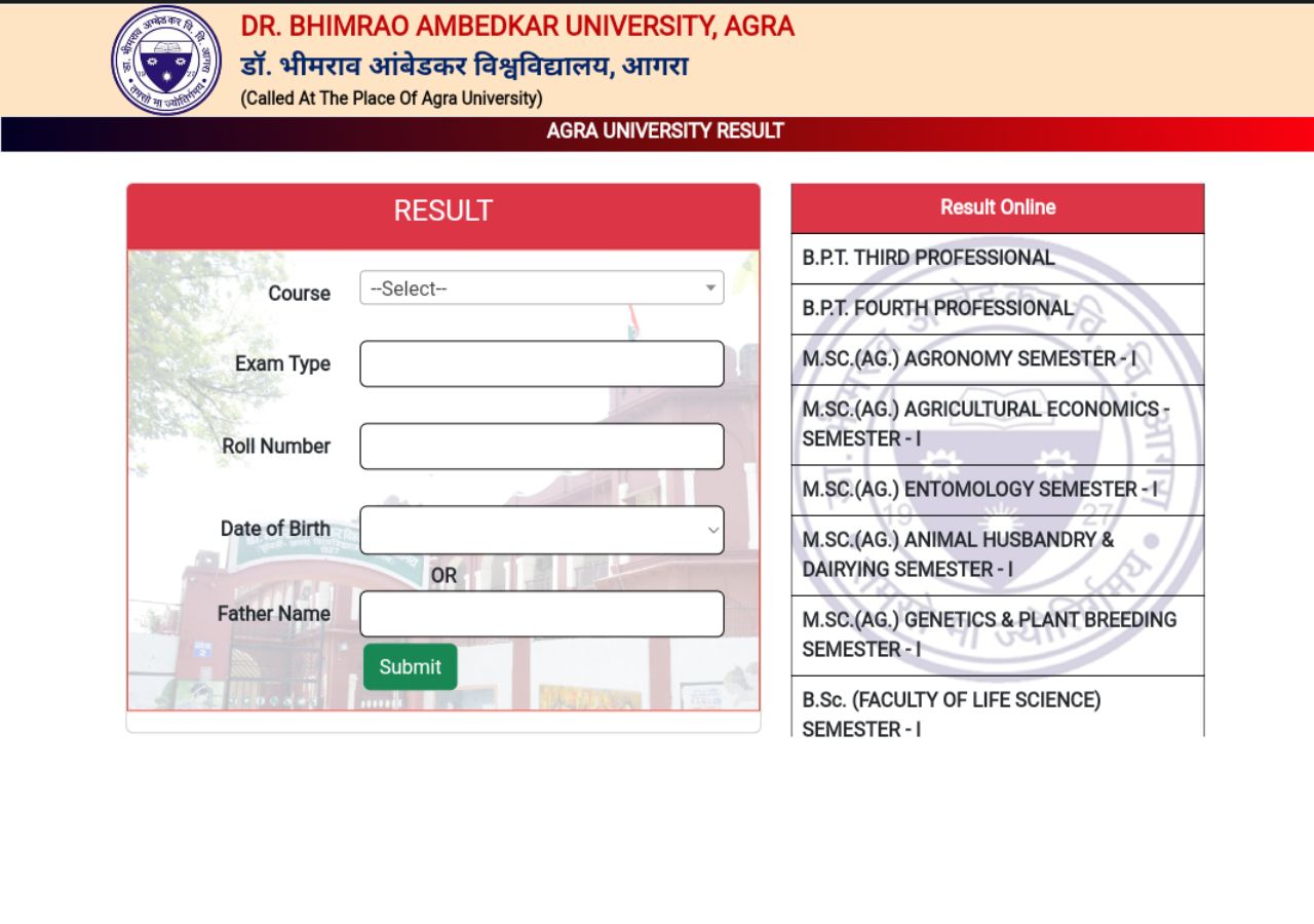 DBRAU BEd 1st Year Result 2023: Check Dr. Bhimrao Ambedkar University ...